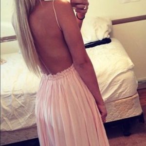Pink backless maxi dress